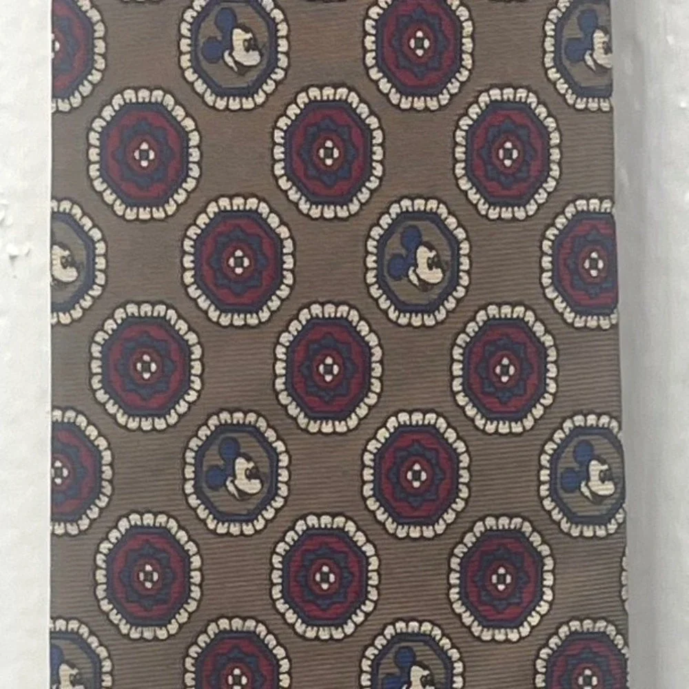Balancine The Tie Works Disney Mickey Mouse Graphic Silk Tie 1980's USA